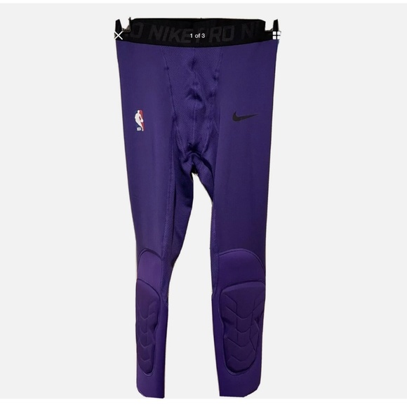 Nike NBA Pro Hyperstrong Padded 3/4 Tights Men’s Pants Lakers Purple - Picture 1 of 4